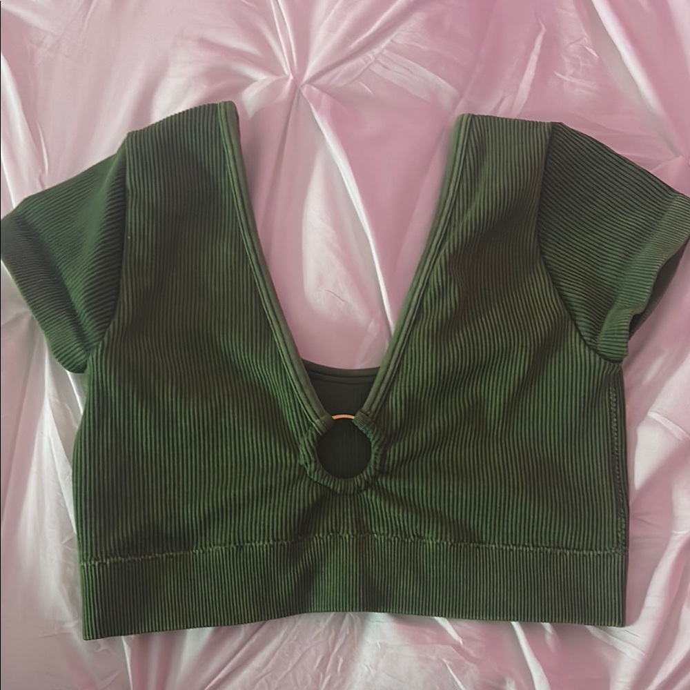 Deep Green Ribbed Women's Top